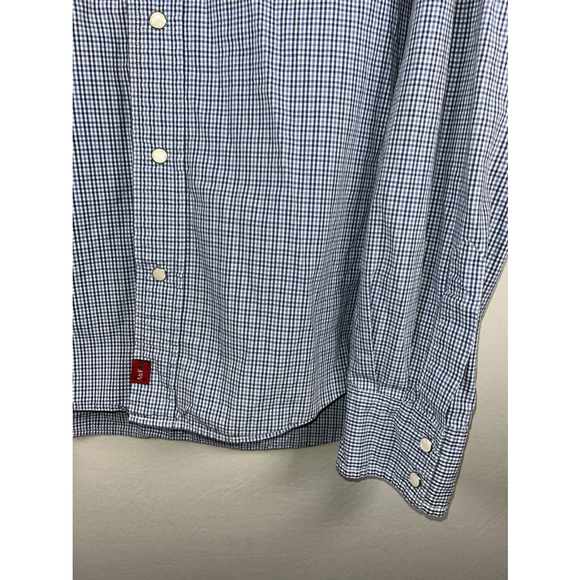 Abercrombie & Fitch Mens Large Pearl Snap Long Sleeve Shirt Plaid Button Up Blue - Picture 4 of 8
